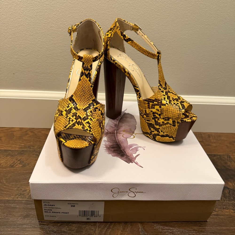 Jessica Simpson Dany Platform Sandals | Dijon Wild Snake Print | 9M | NWT